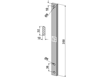 Industriehof® Winkelmesserstiel 350 x 32 x 10 mm für Winkelmesser Einböck Hacktechnik, 1.10.1033