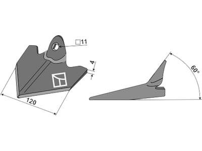 Industriehof® Hackschar, Arbeitsbreite 120 mm, Arbeitswinkel 60 ° für Hackgerät Einböck, 1.101134