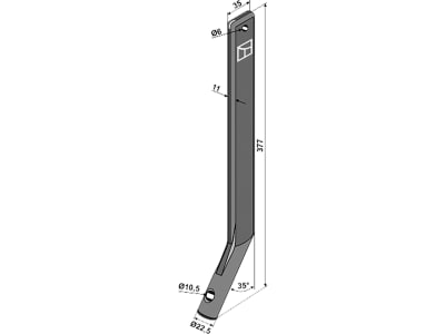 Industriehof® Hackscharstiel Ø 22,5 mm 377 x 35 x 11 mm, Arbeitswinkel 35 °, für Hackschar Einböck, 1.10.1137