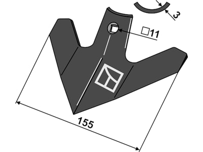 Industriehof® Hackschar, Arbeitsbreite 155 mm, Arbeitswinkel 40 ° für Steketee, 1.10.1139