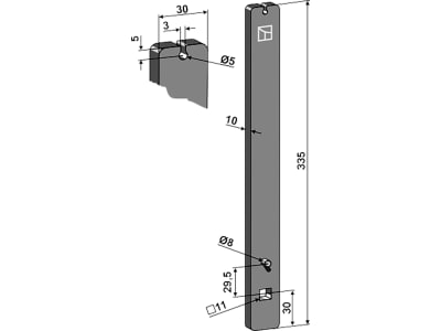 Industriehof® Winkelmesserstiel gerade, 335 x 30 x 10 mm für Winkelmesser Steketee, 1.10.1143