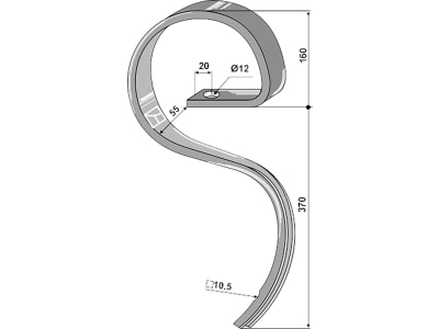 Industriehof® Kultureggenzinken 530 x 12 mm für Hatzenbichler, Kongskilde, Thyregod, 1.B241232-0