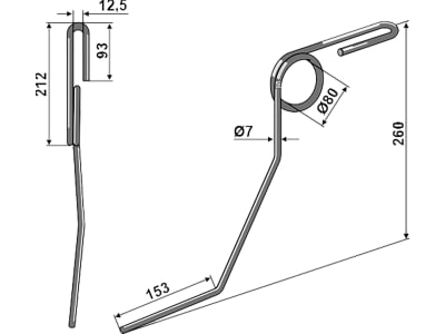 Industriehof® Striegelzinken 260 x 7 mm links für Torsionsstriegel Steketee, 10.ST-STK-01