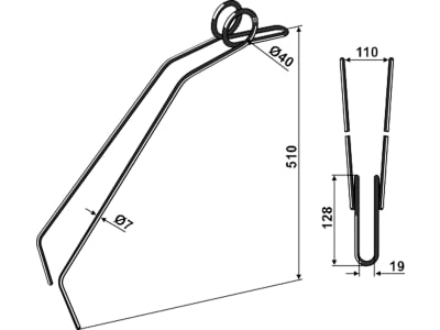 Industriehof® Striegelzinken 510 x 7 mm für Hackstriegel Steketee, 10.ST-STK-03