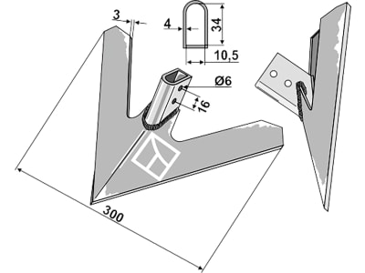 Industriehof® Gänsefußschar 300 x 3 mm für Hatzbichler Hacktechnik