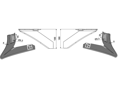 Industriehof® Winkelmesser links/rechts 180 mm, für Hackgerät Schmotzer Industriehof® Winkelmesser links/rechts 180 mm, für Hackgerät Schmotzer