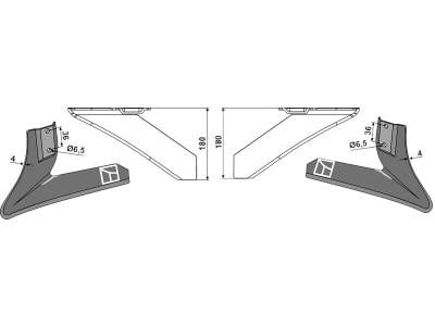 Industriehof® Winkelmesser, links/rechts, 180 mm, für Hacktechnik Schmotzer