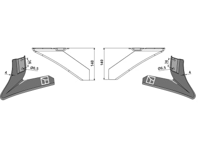 Industriehof® Winkelmesser, links/rechts, 140 mm, für Hacktechnik Gaspardo, Maschio, Schmotzer