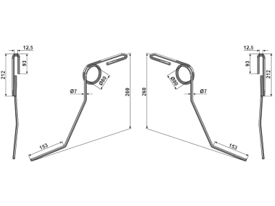 Industriehof® Striegelzinken 260 x 7 mm links/rechts für Torsionsstriegel Steketee