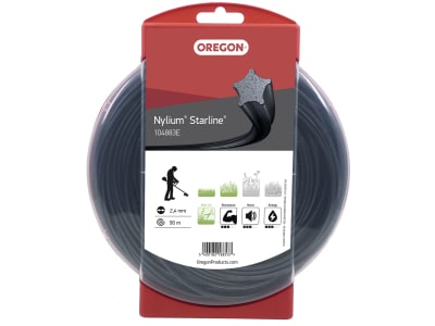 Oregon® Mähfaden "Nylium® Starline®" 2,4 mm/90 m, 5-Kant, schwarz, mit Aluminiumpartikel, für Gras und Rasenkanten , 104883E