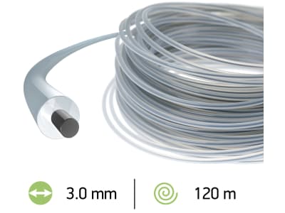 Oregon® Mähfaden "Duoline" 3,0 mm/120 m, rund, grau, mit Carbonkern, für hohes Gras, Rasenkanten und steinige Böden, 106504E