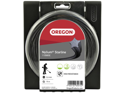 Oregon® Mähfaden "Nylium® Starline®" 2,4 mm/15 m, 5-Kant, schwarz, mit Aluminiumpartikel, für hohes Gras und Rasenkanten , 110985E
