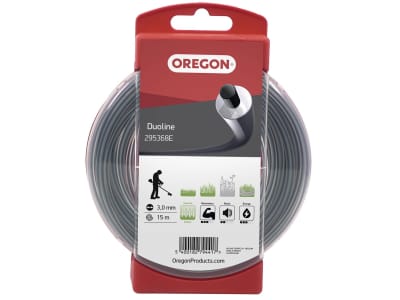 Oregon® Mähfaden "Duoline" 3,0 mm/15 m, rund, grau, mit Carbonkern, für hohes Gras, Rasenkanten und steinige Böden, 295368E