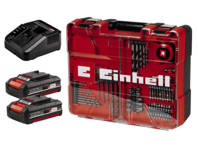 EINHELL Power X-Change 2-Gang-Akku-Schlagbohrschrauber TE-CD 18/2 Li-i +64 inkl. 2 Akkus (2x2,0Ah)+64-teiliges Zubehör-Set