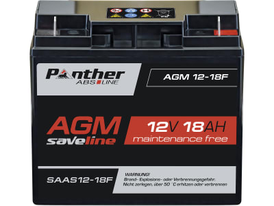 Panther Starterbatterie 12 V/18 Ah AGM, für Freizeit, Kommunikation und Energiegewinnung, SAAS12-18F