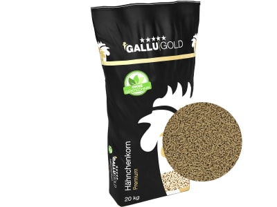 GALLUGOLD Hähnchenkorn Premium C OG pelletiertes Alleinfuttermittel mit Kokzidiostatikum für Mastgeflügel, Mastfutter für Hähnchen und Broiler 20 kg Sack GALLUGOLD Hähnchenkorn Premium C OG pelletiertes Alleinfuttermittel mit Kokzidiostatikum für Mastgeflügel, Mastfutter für Hähnchen und Broiler 20 kg Sack
