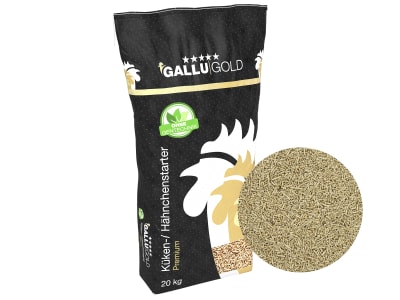 GALLUGOLD Küken-/Hähnchenstarter C Premium OG pelletiertes Alleinfuttermittel mit Kokzidiostatikum für Hühnerküken und Putenküken, Kükenfutter Pellet 20 kg Sack