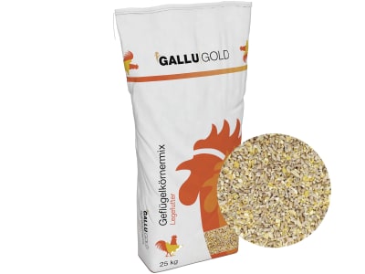 GALLUGOLD Geflügelkörnermix OG (Vorteilspackung) Körnermischung als Ergänzungsfutter für Legehennen, Enten, Gänse sowie Wildgeflügel und Tauben, Hühnerfutter Körner 25 kg Sack