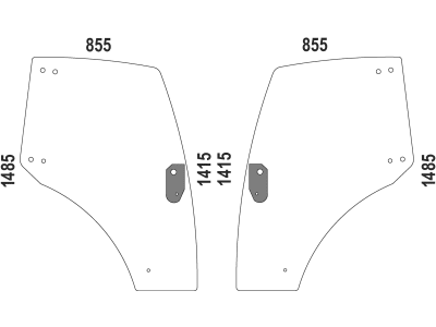 Türscheibe, grün, links/rechts, für Lindner Geotrac ab Bj. 02 – 10, Kabine Geotrac