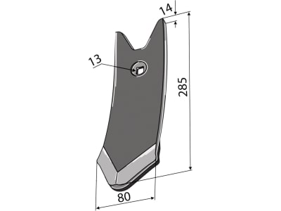 Industriehof® Scharspitze 285 x 80 x 14 mm, unterseitig hartmetallbeschichtet, für Köckerling Grubber Topmix, 101.IND-640.1