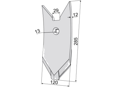 Industriehof® Scharspitze "Karat", "Kristall" 285 x 120 x 12 mm, unterseitig hartmetallbeschichtet, für Lemken Karat, Kristall, 101.IND-765