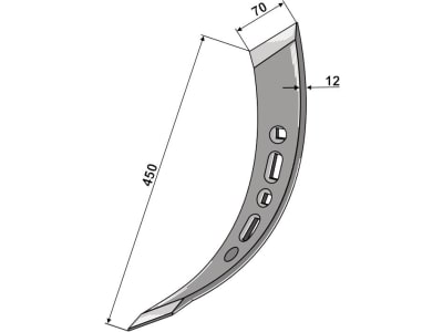 Industriehof® Scharspitze links 450 x 70 x 12 mm, gedreht für Väderstad, 101.260320