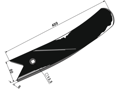 Industriehof® Leitblech 400 x 80 x 8 mm links für Kuhn, 101.IND-656L