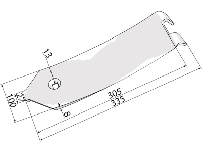 Industriehof® Mittelleitblech 305/335 x 100 x 8 mm für Lemken Karat, Kristall, 101.IND-733