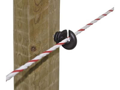 Ako Ringisolator 100 St. Holzgewinde, schwarz, für Litze, Seil, Band bis 10 mm, mit Einschraubhilfe, 44314/1003E