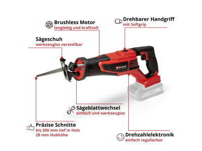 EINHELL Set - Professional Akku-Universalsäge TP-AP 18/28 Li BL inkl. 1x 2,0Ah PXC Akku & Ladegerät  