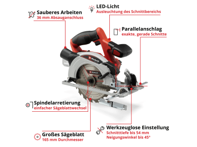 EINHELL Set -  Power X-Change Akku-Handkreissäge TE-CS 18/165-1 Li + PXC-Starter-Kit  