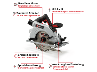 EINHELL Professional Akku-Handkreissäge TP-CS 18/190 Li BL - Solo  