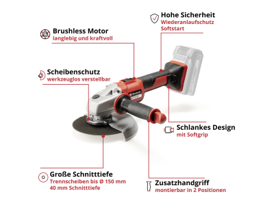 EINHELL Set - Professional Akku-Winkelschleifer AXXIO 18/150 inkl. 1x 4,0Ah PXC Akku & Ladegerät  