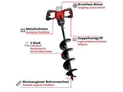 EINHELL Professional Akku-Erdbohrer GP-EA 18/150 Li BL-Solo  