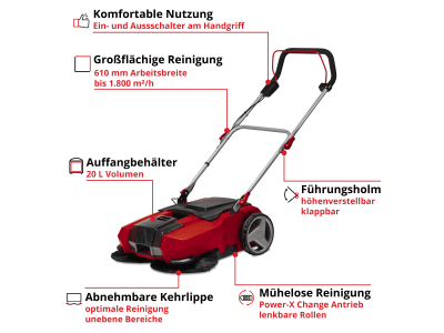 EINHELL Power X-Change Akku-Kehrmaschine TE-SW 18/610 Li-Solo 