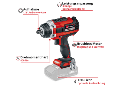 EINHELL Set - Professional Akku-Schlagschrauber IMPAXXO 18/400  inkl. 1x 2,0Ah PXC Akku & Ladegerät  