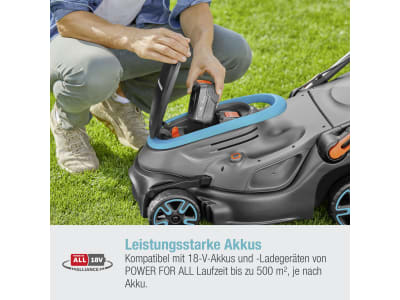 Gardena Akku-Rasenmäher PowerMax 37/36V P4A solo Akku-Laufzeit für bis zu 500 m² Rasenfläche Gardena Akku-Rasenmäher PowerMax 37/36V P4A solo Akku-Laufzeit für bis zu 500 m² Rasenfläche