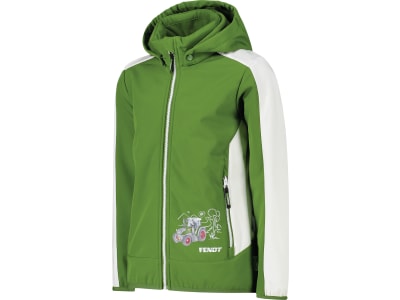 Fendt Softshelljacke für Kinder grün; weiß, mit abnehmbare Kapuze, Fleece innen, Seitentaschen, Fendt-Logo, von CMP Fendt Softshelljacke für Kinder grün; weiß, mit abnehmbare Kapuze, Fleece innen, Seitentaschen, Fendt-Logo, von CMP