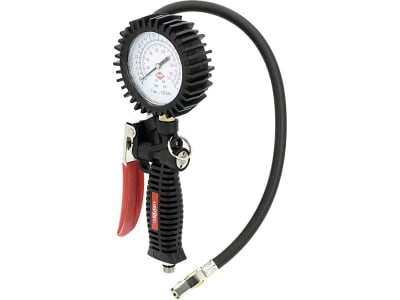 Airpress Reifenfüllprüfer, 0 bis 12 bar, 1/4" AG, vertikales Manometer, doppelte Skala (bar/psi), Gummischutz, ohne Druckluftstecker, 42078 Airpress Reifenfüllprüfer, 0 bis 12 bar, 1/4" AG, vertikales Manometer, doppelte Skala (bar/psi), Gummischutz, ohne Druckluftstecker, 42078