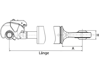 Hydraulischer Oberlenker, Kat. 3/3 (32 mm), Länge 641 – 921 mm, Sperrblock oben, mit Fanghaken und Kugelgelenk