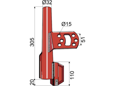 Industriehof® Saatrohr links/rechts Länge 325 mm für Väderstad