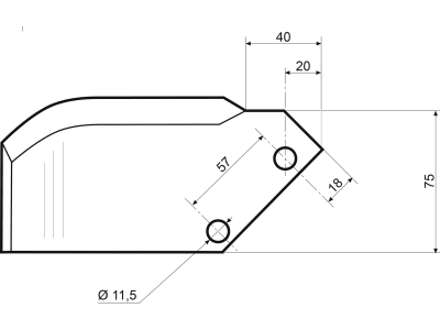 Fräsmesser 170 x 75 x 6 mm Bohrung 11,5 mm links für Howard Bodenfräsen, Motorhacken, Gartenfräsen