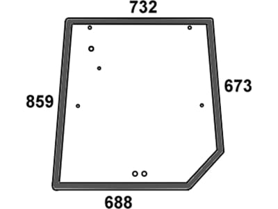 Heckscheibe, grün, 2-Loch-Befestigung, Siebdruck, für Massey Ferguson 6000, 8000, Kabine 6100; 6200; 8100