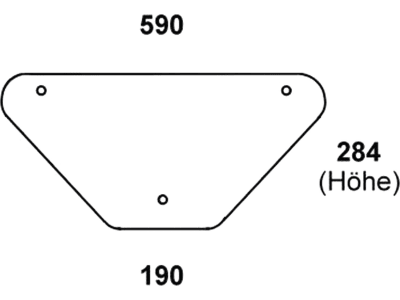 Heckscheibe, klar, unten, Form Trapez, für Case IH 600, 700, 800, 900, 1000, Kabine Comfort 2000