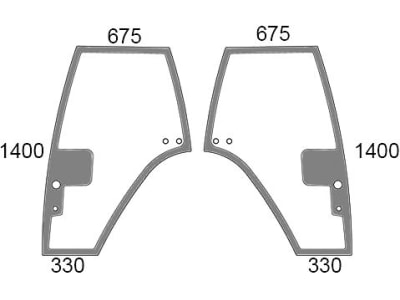 Türscheibe, grün, links/rechts, Siebdruck, für Fendt Farmer 300, Favorit