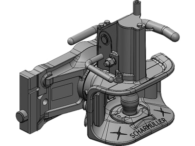 scharmüller Zugmaul "53300" Standard, automatisch mit Adapterplatte W330, 330/25/32 mm, Ø Bolzen 38 mm, Fendt grau, für Traktor mit Anhängebock, 05.3303.221-A11