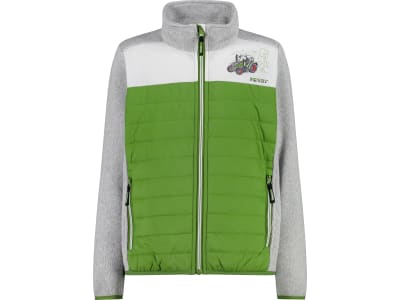 Fendt Hybridjacke für Kinder grau; grün; weiß, mit Kragen, zwei Seitentaschen, Fendt-Logo, von CMP Fendt Hybridjacke für Kinder grau; grün; weiß, mit Kragen, zwei Seitentaschen, Fendt-Logo, von CMP