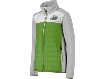 Fendt Hybridjacke für Kinder grau; grün; weiß, mit Kragen, zwei Seitentaschen, Fendt-Logo, von CMP Fendt Hybridjacke für Kinder grau; grün; weiß, mit Kragen, zwei Seitentaschen, Fendt-Logo, von CMP