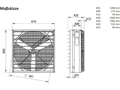 Multifan Stallventilator 1.284 mm, 46.700 m³/h, 400 V Multifan Stallventilator 1.284 mm, 46.700 m³/h, 400 V