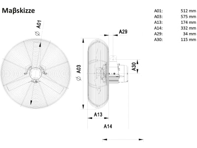 Multifan Stallventilator "K 50" 510 mm, 7.350 m³/h, 230 V